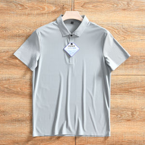 เสื้อโปโลคอตั้งแขนสั้นผ้าไนลอนสำหรับผู้ชายในช่วงฤดูร้อน ทรงหลวมสบาย ๆ ระบายอากาศได้ดี ใส่ได้หลากหลายโอกาส