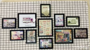 Khung ảnh treo tường hà nội trắng đen 7 có khung kèm đinh treo