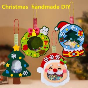 【Hibeautylife】Christmas Small Gift Handmade DIY Keychain Pendant Childrens Creative Handicraft Kit Kindergarten Christmas Tree DIY 4pcs