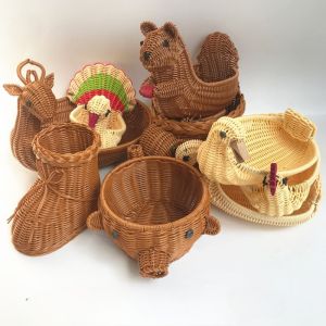 Valink ถาดชามใส่ผลไม้จักสานหวายตะกร้าผลไม้น่ารักตะกร้าขนมผักรูปสัตว์แปลกใหม่
