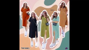 ชุดสาวอวบ เดรสผ่าหน้า กางเกงขาสั้น ชุดทำงาน ใส่เที่ยว ฟรี XL อก 40-54 เอว 34-42 สพ 42-52