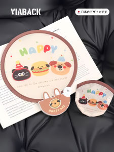 Mini Portable Folding Fan Cute Cartoon round Shape Compact Size Pocket Friendly Childrens Handheld Fan Summer Cooling Tool