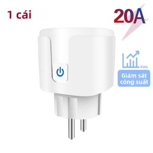QNCX EU WIFI Tuya Ổ Cắm Thông Minh Hẹn Giờ Bằng Giọng Nói Màu Đen Giám Sát Nguồn Điện Ổ Cắm Gắn Tường 20A Ổ Cắm Tương Thích Với Ứng Dụng Smart Life Alexa Google Home Cho Tự Động Hóa Nhà Thông Minh