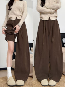 YAYANGREN | Marled Brown Casual Wide Leg Corduroy Pants