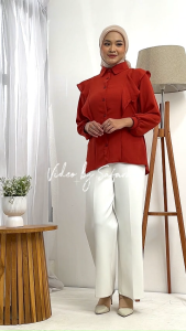 Blouse Yumira Kemeja Atasan Wanita Panjang Rempel Karet Belakang Full Kancing Aktif Busui Friendly