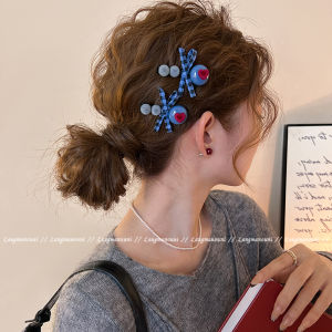 Sweet Plaid Butterfly Knot Hair Clip Side Hair Clamp Front Bangs Clamp Soft Plush Material Romantic European Style Fashion Accessory