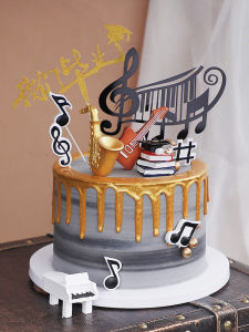 เครื่องดนตรีมินิส การตกแต่งเค้กเบเกอรี่ คอนเสิร์ต พิธีรับปริญญา สำหรับนักเรียนชื่อหัวข้อทองป้ายเสียบ
