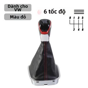 Nút Cần Số Xe Hơi Bằng Da PU Chrome Với Cần Gạt Số Hộp Số Sàn Dành Cho VW Polo 6R 6C Hatchback Sedan 2010-2017 Chất Liệu Nhựa ABS