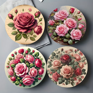 4-piece set - Wooden Table Mat Non-Slip and Heat Resistant Table Protection Dining Table Decor Restaurant Gift