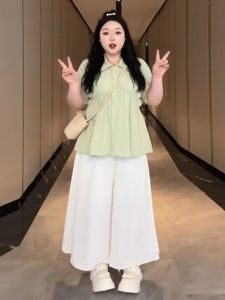 Áo Sơ Mi Nữ Tay Ngắn Dáng Rộng Che Bụng Mùa Hè Cỡ Lớn Áo Thun Cotton Thường Ngày Cổ Polo Màu Trơn Phong Cách Hàn Quốc