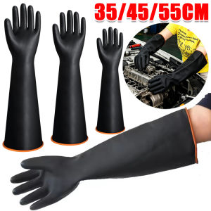 Heavy Duty Rubber Gloves / Acid Alkali Resistant Long Sleeve Gloves / Thicken Waterproof Industry Labor Safety Gloves