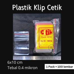 (ECER - 100 lembar) Plastik Klip Cetik tebal 0.4 mikron. Plastik bumbu masak plastik sim card plastik bubuk plastik makroni plastik acar plastik saos plastik aksesoris kecil plastik kancing plastik permen plastik ziplock. ukuran 4x6 5x8 6x10