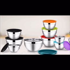 18-30cm mixing bowl with cover set stainless steel mixing bowl set salad bowl set big with cover mixing bowl with lid mixing bowl for baking supplies and equipment stainless basin for cooking mixing bowls stainless bowl for mixing cooking basin fruit bowl