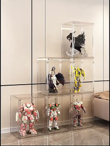 กล่องใส่โมเดล ตู้โชว์ตุ๊กตา กล่องใส่ art toy ที่เก็บของสะสม กันน้ำกันฝุ่นพร้อมฝาปิด ความจุขนาดใหญ่