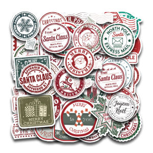 50pcs Christmas Stamps Graffiti Stickers for EnvelopeDIY CraftsScrapbook Self Adhesive Gift Sealing Sticker Christmas Decor