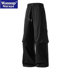 Wassup Nuraya Ice Silk Workwear Casual Pants Men Summer Thin Wide Leg Straight Cut Quick Dry Sports Trousers Fashionable Youth Leisure
