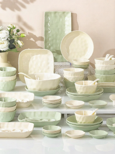 JINGDITAOCI | Underglaze Color New Cream Style Ceramic Dinnerware Set