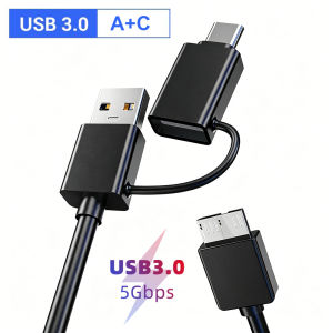 QGeeM USB3.0 Micro B Cable For External Hard Drive Disk HDD SSD MacBook Samsung Laptops Data Cord Type C Micro Cables 5Gbps 3A