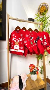 Áo giáng sinh cho bé trai và bé gái 2 lớp 1-8 tuổi hình nhân vật giáng sinh ngộ nghĩnh không bai