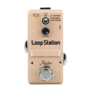 Rowin Mini Loop Station 48K Looper Pedal Unlimited Overdubs 10 Minutes of Looping 1/2 Time and Reverse USB Pedal True Bypass