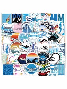 Blue Sport Swimming Graffiti Decal Stickers Decorative Notebook Helmet Picture Frame Handmade Thermos Bookshelf DIY Waterproof