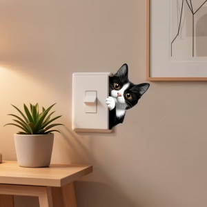 1pc probe cute black puppy wall switch panel decorative sticker control panel home decoration wall sticker