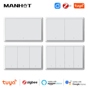 Manhot Tuya Smart zigbee Switch No Neutral Wire Required No Capacitor Wall Button Light Switches Work With Alexa Google Home