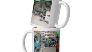 คูลเลอร์คิง Tuk Tuk Thailand V3 แก้วกาแฟ 11 หรือ 15 ออนซ์ สีขาว – เหมาะสำหรับชา กาแฟ และของขวัญ ของที่ระลึก