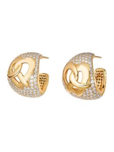 Sweet Dessert Series Heart Knot Diamond Ear Studs Retro Earrings Womens Fashion Jewelry Alloy Embedded Artificial Gemstones