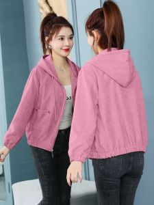 Corduroy Jacket for Women Short Casual Style Spring Autumn 2024 New Fashion College Style Baseball Shirt Top
