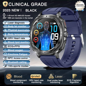 2025New ECG+PPG Laser Diagnose Blood pressure Smart Watch Men Heart Rate Uric Acid Blood fat Body analysis Health NFC Smartwatch