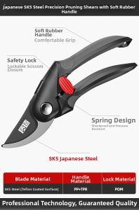 ZHI | Garden Pruning Shears for Heavy Duty Cutting