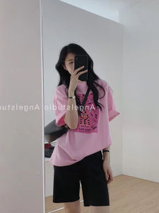 High Quality Pure Cotton Sakura Pink Womens T-Shirt Loose Fit Half Sleeve Summer New Style Korean Version Regular Length