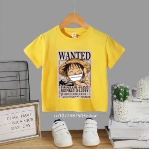 Bandai | Anime One Piece Monkey D. Luffy Printed Cotton T-shirt Summer Boy and Girl Clothing Fashion Casual Street T-shirt Fan Gifts