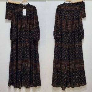 Gamis Etnik Set hijab Rayon Diamond Premium Busui Friendly Motif Cantik Nyaman