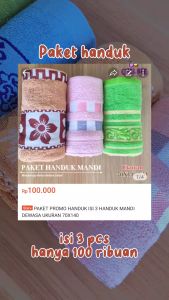 Paket Promo Handuk Isi 3 Handuk Mandi Dewasa Ukuran 70x140