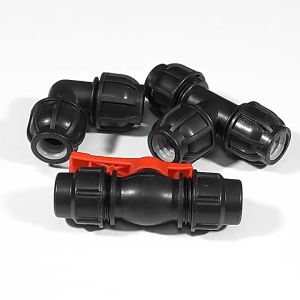 20mm 25mm 32mm HDPE Poly Tee Ball Valve Stopcock PE Connector Tube Pipe Irrigation System Stop Tap Valve Compression