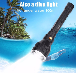 Diving Flashlight Torch 200m Underwater Waterproof Rechargeable Flashlight Scuba Diving Water Proof LED Original Battery Fishing Camping Riding