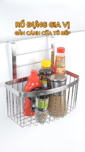 Kệ đựng chai lọ gia vị gắn cánh tủ bếp inox 304 Hobby home decor TB5