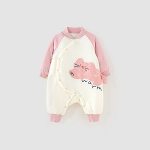 Front-Opening Warmth Belly Protection Baby Romper