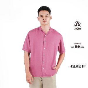 Aerostreet Kemeja Rayon Marva Dusty Rose Hawai Polos Cerah Pria Wanita QABAA