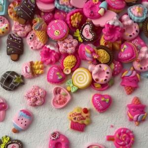 50Pcs 3D Mixed Dessert Cake Nail Charms Cartoon Ice Cream Donut Candy Nails Art Decoration DIY Crafts Phone Case Manicure Parts