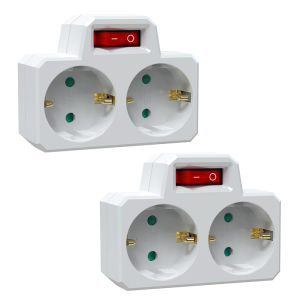 EU plug extension conversion socket with indicator switch ON/OFF power supply 2-pin 4.8 mm EU-Germany travel adapter 16A 250V