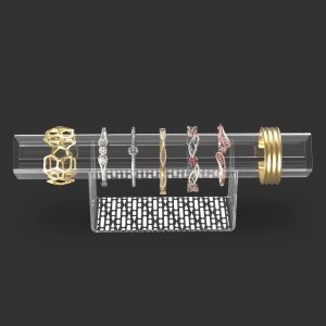 TEMPAT RAK PENYIMPANAN PAJANGAN AKSESORIS PERHIASAN GELANG AKRILIK BENING BRACELET BANGLE JEWELRY JEWELLERY RACK SHOWCASE DISPLAY ACCESSORIES HOLDER STAND STORAGE ORGANIZER KEKINIAN AESTHETIC ESTETIK ELEGANT MODERN PATTERN CLEAR ACRYLIC MOTIF DASHED 004