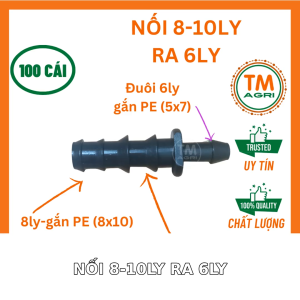 Bịch 100 cái Nối giảm ống PE 10ly xuống PE 5ly phụ kiện ống LDPE 10ly 5ly chuyên dùng trong hệ thống tưới tiết kiệm