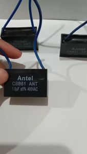 Capasitor 1 UF ANTEL Kapasitor running kotak kabel hitam AC Pompa Kulkas Capacitor 400 Volt 50/60 Hz