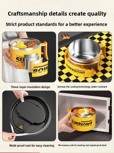 XIAOCHUSHU | Dormitory For Male Students Stainless Steel Bowl Noodle And Meal Use With Lid