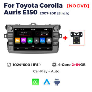 8 Inch Car Multimedia for Toyota Corolla Auris E150 2007-2011 Carplay Auto Player GPS FM Audio 2 Din Stereo Head Unit Autoradio