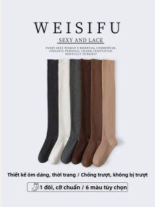 WEISIFU | Tất ống dài đến đầu gối bằng cotton mềm mại thoáng khí thoải mái cho nữ Tất chống trượt giảm béo dày dặn mùa thu