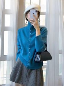 เสื้อคาร์ดิแกนถักคอปกเปิดแขนยาวผู้หญิงฤดูใบไม้ร่วง/ฤดูหนาว เสื้อคลุมกันหนาวแบบหลวมๆ อบอุ่น นุ่มๆ นุ่มๆ สำหรับผู้หญิง